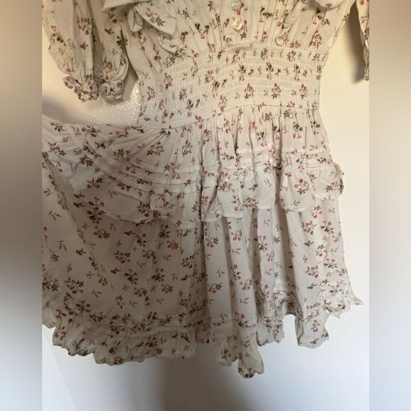 Jen's Pirate Booty Petit Floral Cream Puff Sleeve Dress Medium - Picture 7 of 9